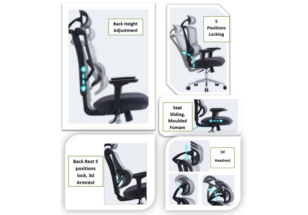 PU Ergonomic Chair With Seat Sliding