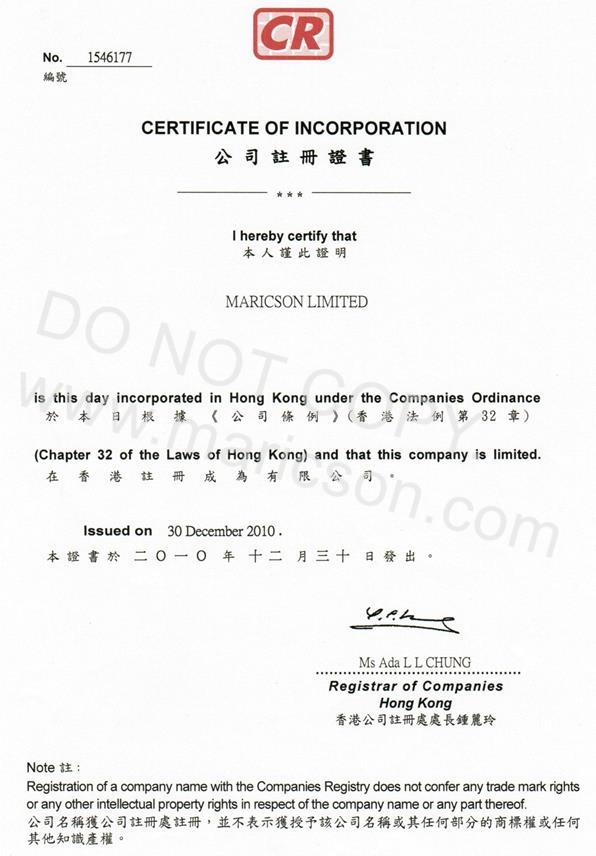 Certificate of Incorporation